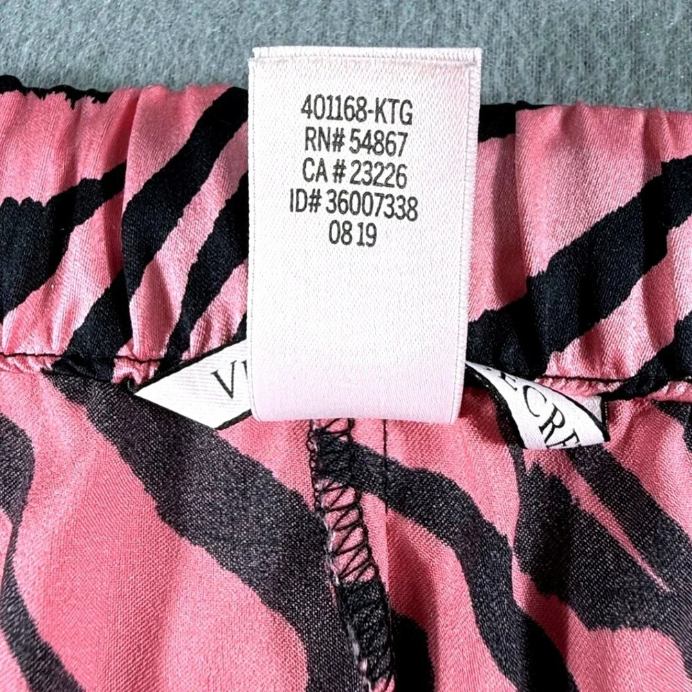 Victoria's Secret Zebra Print Pajama Set Pink Black Button Top Pants XL Comfort - Picture 5 of 12